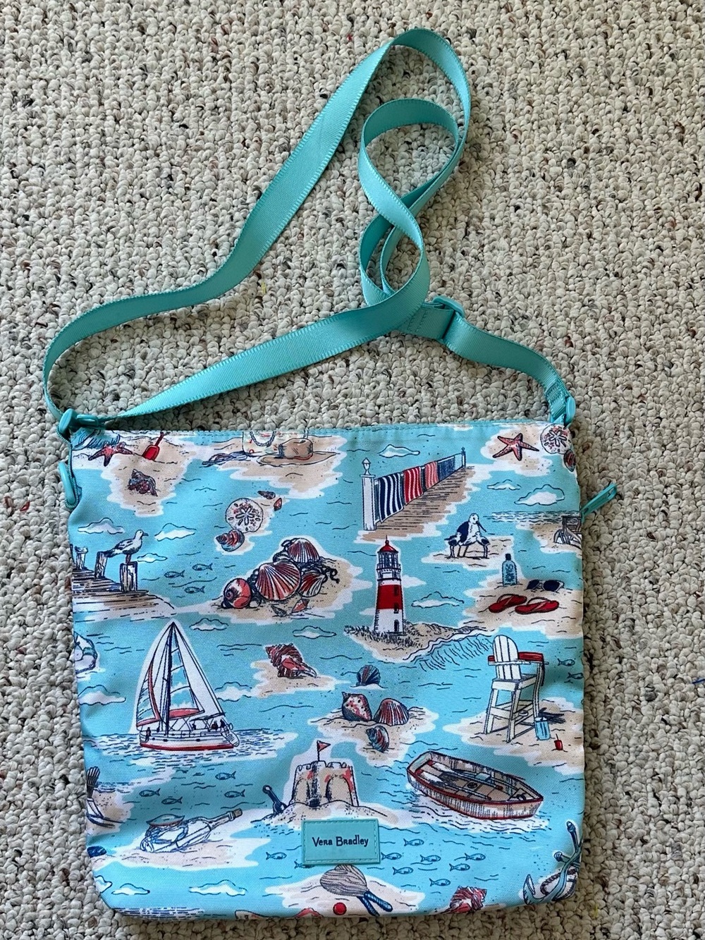 Vera Bradley Aqua Nautical Print Hipster Crossbody Bag